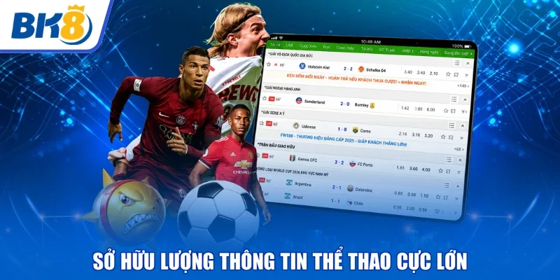 Sở hữu lượng thông tin thể thao cực lớn
